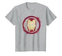 Marvel Avengers Endgame Iron Man Sprühfarbe, Logo T-Shirt, Kinder, Grau Meliert, 104