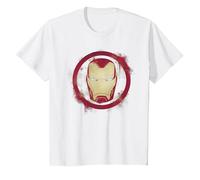 Marvel Avengers Endgame Iron Man Sprühfarbe, Logo T-Shirt, Kinder, Weiß, 98