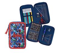 Marvel Avengers Federtasche, Gefüllt Pencil Case mit Hochwertigem Druck, Leichtes Zweifachfach Federtasche mit Buntstiften, Lineal und Mehr, Toll Etui Schule Fans