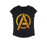 Marvel Avengers - Gold Foil Avengers Women's Rolled-sleeve Black XL