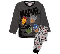 Marvel Avengers Graues Langarm-Pyjama-Set für Jungen | Superhelden-Charakter-Oberteil und -Unterteile | Iron Man Thor Hulk Captain America | Kleidung Pyjamas | Gemütliche Geschenkartikel - 6-7 Jahre
