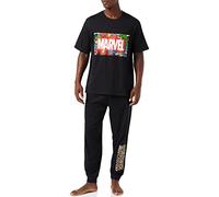 Marvel Avengers Herren-Pyjama-Set, Incredible Hulk, Captain America, Iron Man, offizielles Marvel Avengers Merchandise, Schwarz , S