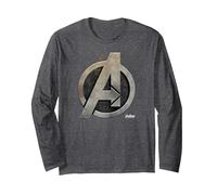 Marvel Avengers Infinity War Steel Symbol Langarmshirt, Unisex für Erwachsene, Anthrazit Meliert, XXL