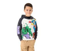 Marvel Avengers Jungen Kapuzen-Sweatshirt | Kinder Zweifarbiger Superhelden-Grafik-Kapuzenpullover in Grau | Captain America Der unglaubliche Hulk Aquarell Comic Bekleidung | Film Kunst Merchandise