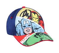 Marvel Avengers Jungen Sommer Baseball Cap, Anpassbar, Captain America Hulk Iron Man Design, Geschenk für Jungen - Blau