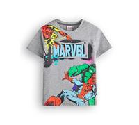 Marvel Avengers Jungen T-Shirt | Kinder Superhero Kurzarm Grafik T-Shirt in Grau | Spiderman Der unglaubliche Hulk Iron Man Graffiti Stil Comic Book Bekleidung Top | Film Film Kunst Merchandise