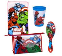 Marvel Avengers Kulturbeutel für Jungen, Kinder-Kulturbeutel im Avengers Design, Inklusive Becher, Haarbürste, Handtuch, Geldbörse, PVC-frei