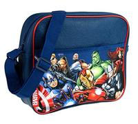 Marvel Avengers Messenger Bag mit allen Charakteren Große Umhängetasche Schulrucksack für Marvel Super-Fans Kurier Buch Tasche Back to School oder Collage, navy, Einheitsgröße