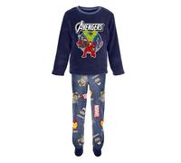 Marvel Avengers Pyjama für Jungen, T-Shirt und Lange Hose, 2-Teilig für Jungen, Design Thor, Iron Man, Hulk, Captain America, Blauer Fleece-Schlafanzug, Schlafanzug Geschenk (4 Jahre)