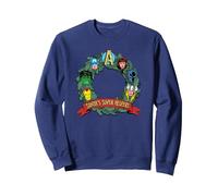 Marvel Avengers Santa’s Super Helpers Faces Retro Holiday Sweatshirt, Unisex für Erwachsene, Marineblau, XXL