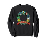 Marvel Avengers Santa’s Super Helpers Faces Retro Holiday Sweatshirt, Unisex für Erwachsene, Schwarz, XL