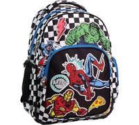 Marvel Avengers Schulrucksack mit Superhelden-Design und Karomuster - Großer Avengers Kinderrucksack mit Fächern und gepolsterter Rückseite
