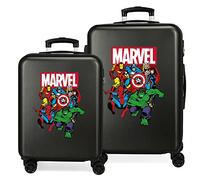 Marvel Avengers Sky Avengers Kofferset Schwarz 55/68 cms Hartschalen ABS Kombinationsschloss 104L 4 Doppelräder Handgepäck