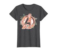 Marvel Avengers Soft Floral Fill Logo T-Shirt, Damen, Anthrazit Meliert, XL