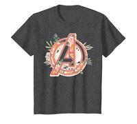 Marvel Avengers Soft Floral Fill Logo T-Shirt, Kinder, Anthrazit Meliert, 128