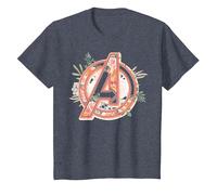 Marvel Avengers Soft Floral Fill Logo T-Shirt, Kinder, Blau Meliert, 116