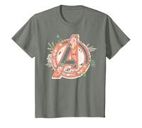 Marvel Avengers Soft Floral Fill Logo T-Shirt, Kinder, Heidekraut/Armeegrün, 152