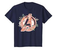 Marvel Avengers Soft Floral Fill Logo T-Shirt, Kinder, Marineblau, 140