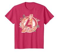 Marvel Avengers Soft Floral Fill Logo T-Shirt, Kinder, Rot Meliert, 140