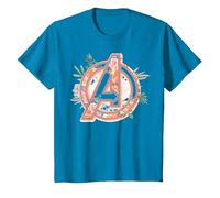 Marvel Avengers Soft Floral Fill Logo T-Shirt, Kinder, Saphir, 152