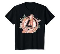 Marvel Avengers Soft Floral Fill Logo T-Shirt, Kinder, Schwarz, 98