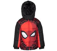 Marvel Avengers Spider-Man Hulk Black Panther Captain America Wintermantel mit Reißverschluss für Kleinkinder bis große Kinder, Spider-Man, Rot/Schwarz, 5-6