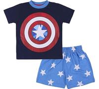 Marvel Avengers T-Shirt und Shorts für Jungen, Schlafanzug aus Weicher Baumwolle, 2-Teiliges Set für Jungen, Captain America Design, Größe 3 Jahre