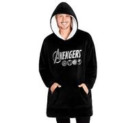 Marvel Avengers Übergroße Herren Hoodie Decke mit Ärmeln - Stitch Oversized Kapuzenpullover Fleece Tragbare Decken für Teenager - Geschenke für Fans (Schwarz Avengers)