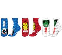 Marvel Avengers und We Bare Bears Socken Set für Jungen, 3er Pack, Größe 26-38, Captain America, Iron Man, Hulk Design Kinder Socken set Geschenk (DE/NL/SE/PL, Numerisch, 31, 34, Regular, Avengers)