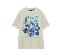 Marvel Beiges T-Shirt der Fantastic Four | First Steps Grafik-T-Shirt für Unisex-Erwachsene | Kurzärmliges Oberteil mit Rundhalsausschnitt