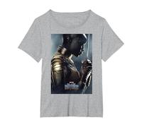 Marvel Black Panther Avengers Okoye Poster T-Shirt, Damen Große Größen, Grau Meliert, 4X