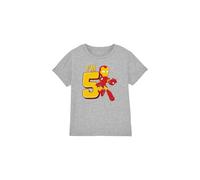 Marvel Boy's Iron Man Cute Birthday 5 Unisex Kids T-Shirt, Athletic Heather, 9-10 Jahre