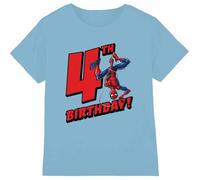 Marvel Boy's Spiderman Birthday 4 Unisex Kids T-Shirt, Light Blue, 7-8 Jahre
