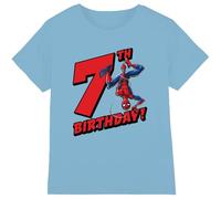 Marvel Boy's Spiderman Birthday 7 Unisex Kids T-Shirt, Light Blue, 7-8 Jahre