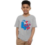 Marvel Boy's Spiderman Cute Spidey Birthday 4 Unisex Kids T-Shirt, Athletic Heather, 3-4 Jahre