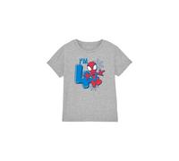 Marvel Jungen Spiderman Cute Spidey Birthday 4 Unisex Kids T-Shirt, Athletic Heather, 3-4 Jahre EU
