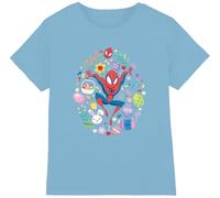 Marvel Boy's Spiderman Easter Circle Unisex Kids T-Shirt, Light Blue, 3-4 Jahre