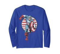 Marvel Captain America Charge Langarmshirt, Unisex für Erwachsene, Königsblau, S
