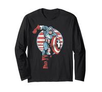 Marvel Captain America Charge Langarmshirt, Unisex für Erwachsene, Schwarz, XL