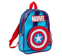 Marvel Captain America Rucksack für Jungen, Schwimmtasche, transparent, abwischbar, Schulrucksack, Kinder, transparent, Schwimmen, Strandtasche, blau, Einheitsgröße