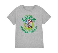 Marvel Captain America St Patrick's Day Lucky Super Hero Kinder T-Shirt, Athletisches Heather-Grau, 5-6 J