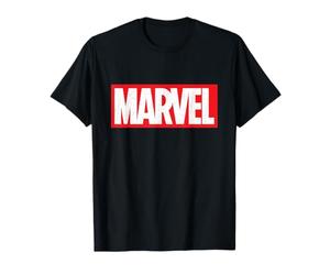 Marvel Classic Logo T-Shirt - Damen, Unisex-Erwachsene, Kurzarm, Klassische Passform, Schwarz, S