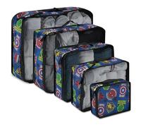 Marvel Comics 5-teiliges Packwürfel-Set - Spiderman, Ironman, Captain America - 5-teiliges Packwürfel, Kompressions-Reisezubehör, Gepäckkoffer-Organizer-Set - für Kinder, Erwachsene
