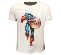 Marvel Comics Captain America Attacking T-Shirt ➥Offizielles Merchandise L Weiß
