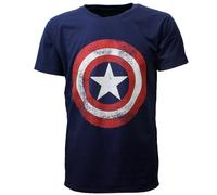 Marvel Comics Captain America Distorted Shield T-Shirt Blau L Blau