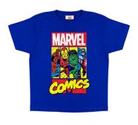 Marvel Comics Crackle Logo Heroes T Shirt, Kinder, 110-158, Königsblau, Offizielle Handelsware