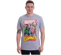 Marvel Comics - Heroes Heather Grey - T-Shirt - Grau - S - 90% Baumwolle, 10% Polyester,Jersey Grau S