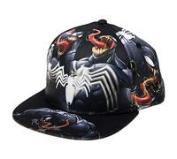Marvel Comics Herren Spiderman-Kostüm, Bestickt/Bedruckt, Snapback, Flache Krempe, Baseballkappe, Schwarzes Venom, Einheitsgröße