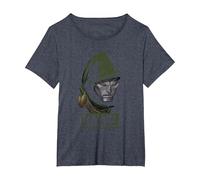 Marvel Comics Hooded Dr Doom T-Shirt, Damen Große Größen, Blau Meliert, 3X