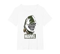 Marvel Comics Hooded Dr Doom T-Shirt, Damen Große Größen, Weiß, 5X